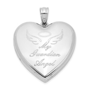 IceCarats 925 Sterling Silver Guardian Angel Ash Holder Heart Love Personalized Photo Locket Cremation Necklace Memorial Charm Urn Pendant Only