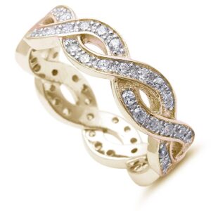 closeoutwarehouse clear cubic zirconia eternity twisted infinity ring gold-tone plated sterling silver size 5