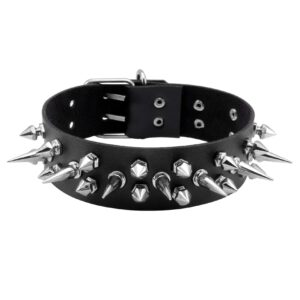 milakoo choker for women men cool punk goth spike studded leather collar choker necklace adjustable