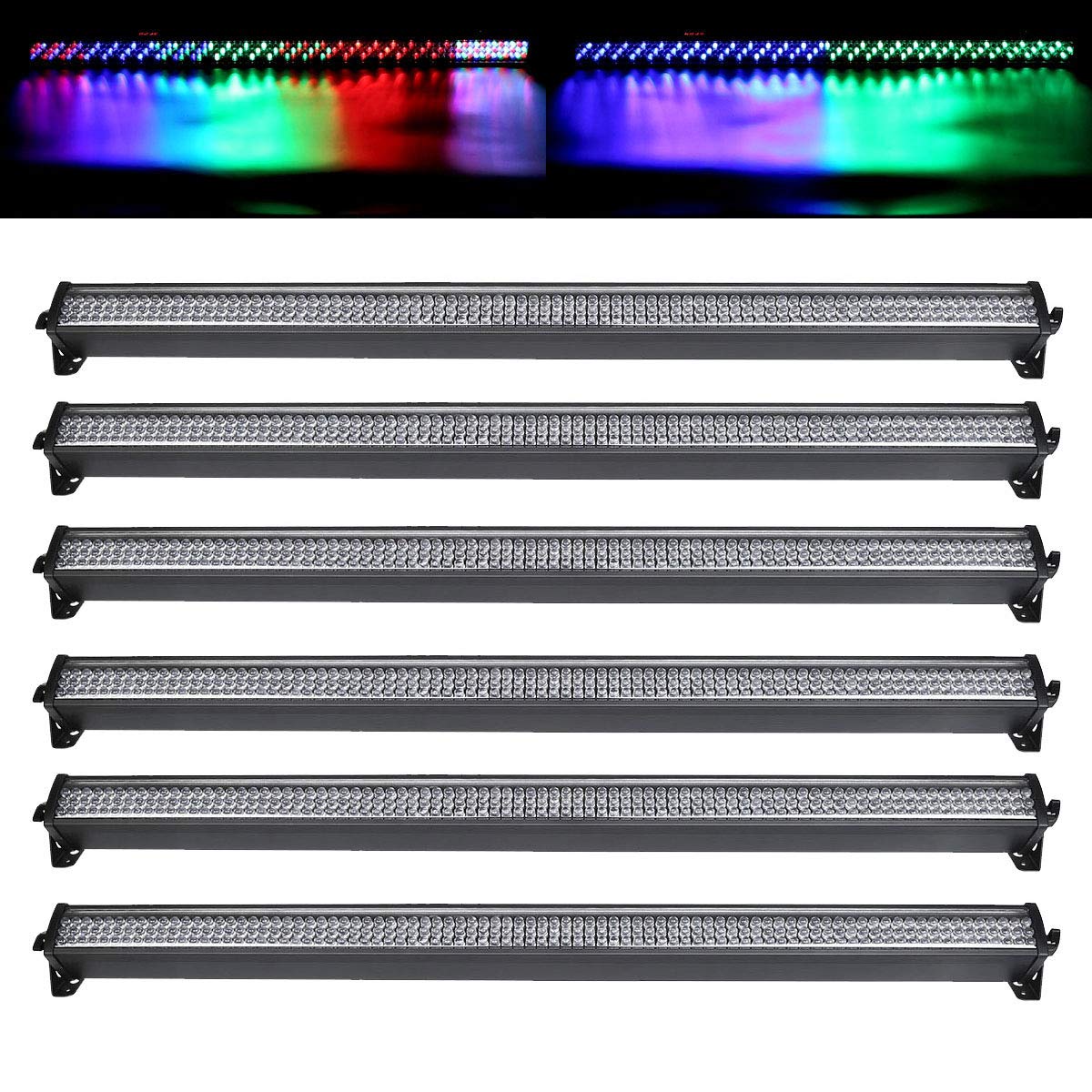 TENGCHANG 6 PCS DMX Stage Light Bar 252 LED Wall Wash Lighting Color Mixing DJ Party