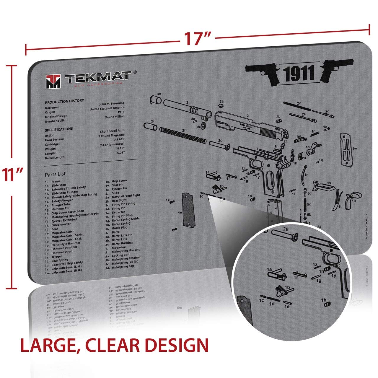 TekMat 1911 Grey - Gun Cleaning Mat Gun Cleaning Mat