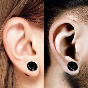 BIG GAUGES 2 Pairs of Black Anodized Steel 16g Gauge 1.2mm Fake Size 8mm Piercing Ear Stretcher Cheater Earring Illusion Plugs BG7248