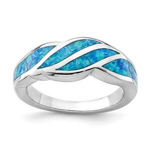 icecarats 925 sterling silver created blue opal ring october birthstone jewelry size 6