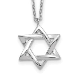 IceCarats 925 Sterling Silver Star of David Jewish Magen Necklace 16.5 inch Chain