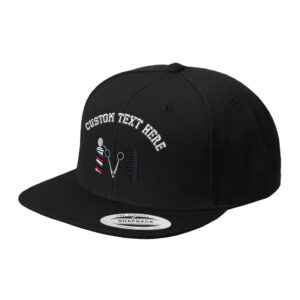 custom snapback hats for men & women barber logo embroidery acrylic flat bill baseball cap black personalized text here