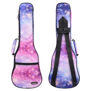 cloudmusic ukulele case gig bag padded backpack for concert 23" inch(concert,pink purple starry night)