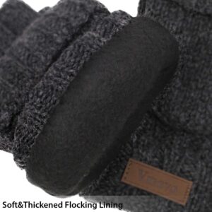 ViGrace Winter Knitted Convertible Fingerless Gloves Wool Mittens Warm Mitten Glove for Women and Men