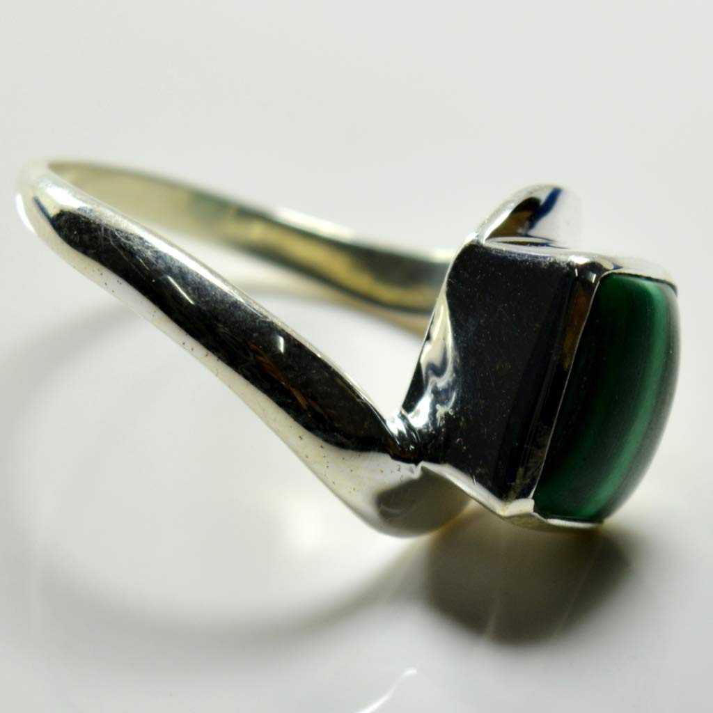 55Carat Genuine Malachite Rings 925 Sterling Silver Green Gemstone Handcrafted Jewelry for Gift Size 4-13