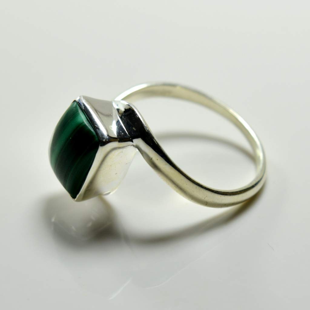 55Carat Genuine Malachite Rings 925 Sterling Silver Green Gemstone Handcrafted Jewelry for Gift Size 4-13