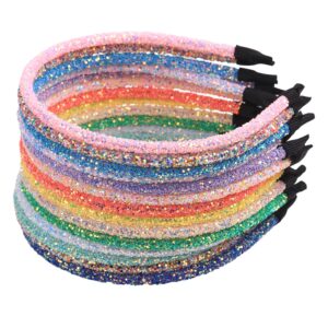 XIMA 14pcs Glitter Headbands for Girls Skinny Sparkle Hairbands Women Hair Loop Hair Accessories