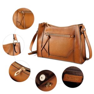 Kattee Genuine Leather Purses and Handbags for Women Crossbody Stachel Shoulder Bags Brown