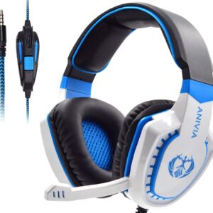 Anivia Over Ear Headphones Wired with Microphone - Stereo Surround Sound Headsets Gaming Headset with HD Mic, Bass, Noise Isolating, Volume-Control for Multi-Platforms