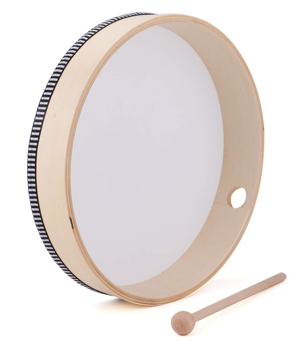 Foraineam 10 Inch & 8 Inch Hand Drum Percussion Wood Frame Drum with Drum Stick