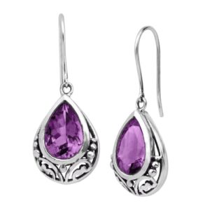 silpada 'thistle' natural amethyst drop earrings in sterling silver