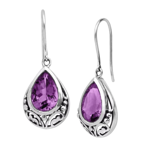 Silpada 'Thistle' Natural Amethyst Drop Earrings in Sterling Silver