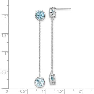 925 Sterling Silver Sky Blue Topaz Chain Post Drop Dangle Earrings