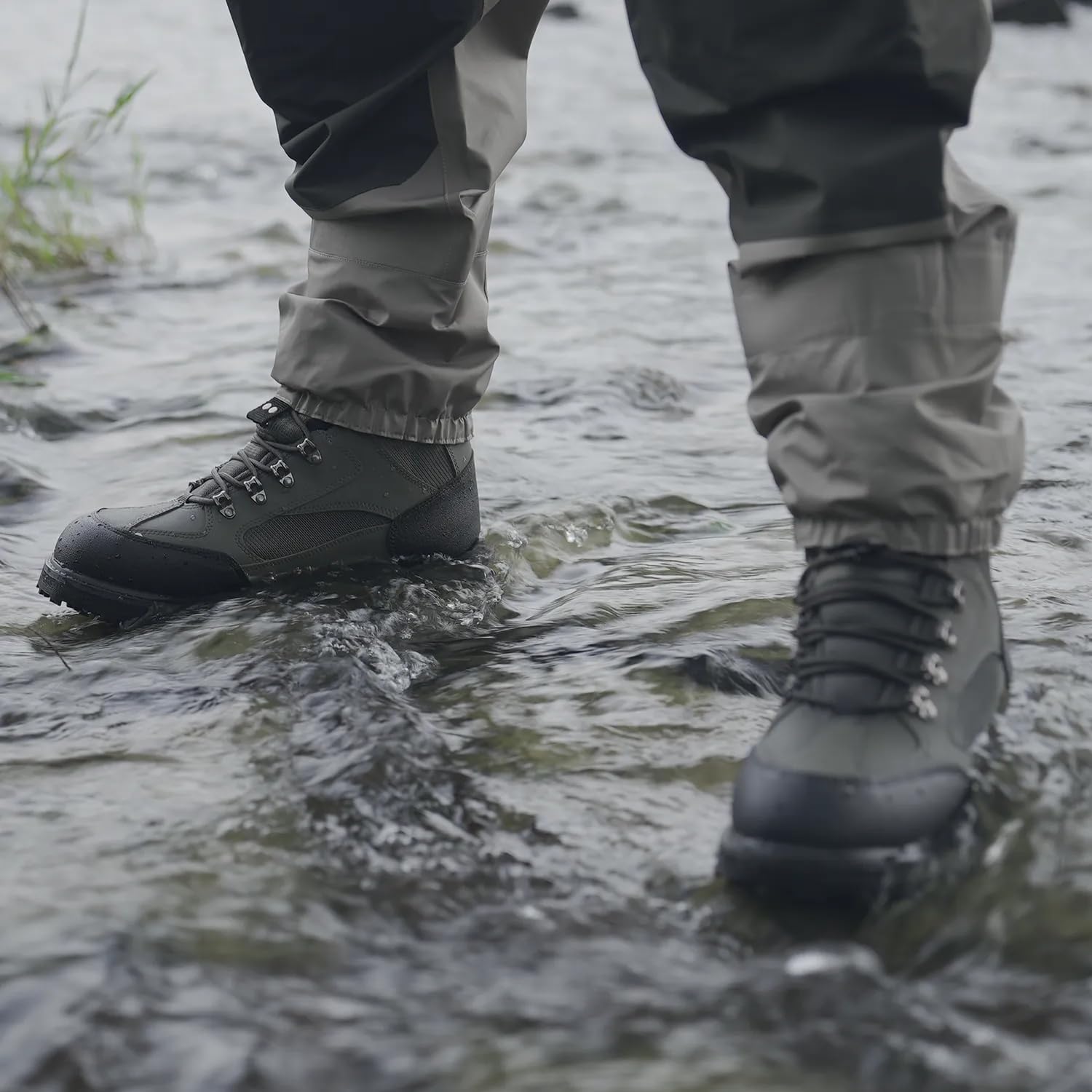 8 Fans Wading Boots for Men,Anti-Slip Rubble Sole Comfortable Durable Material Good for Fishing or Hunting Size13