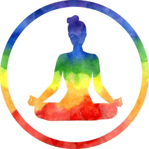 zen peaceful yogi yoga girl in rainbow ombre paint vinyl decal bumper sticker (4" wide)