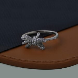 DZON 10k White Gold 1/6CT TDW Round Diamond Knot Bow Fashion Ring Love Gift for Women (I-J,I2)