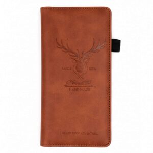 menesia checkbook cover for men & women rfid leather check book holder wallet(brown deer)