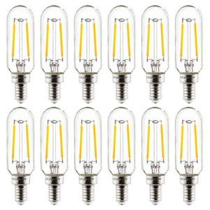 sunlite led filament t8 tubular light bulb, 2 watts (25w equivalent), candelabra e12 base, dimmable, 85 mm, ul listed, 130 lumens, 2700k soft white, 12 count