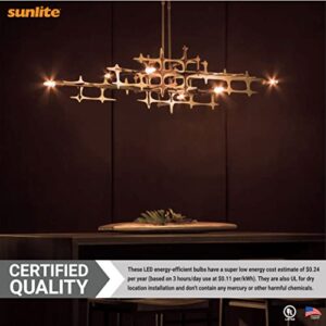 Sunlite LED Filament T8 Tubular Light Bulb, 2 Watts (25W Equivalent), Candelabra E12 Base, Dimmable, 85 mm, UL Listed, 130 Lumens, 2700K Soft White, 12 Count