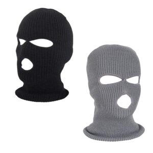 suntrade 2pcs 3-hole ski face mask balaclava,full face mask for winter outdoor sports black