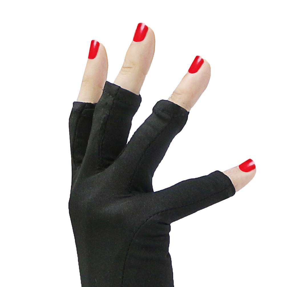 Luwint Elegant Long Fingerless Gloves - UV Protection Nails Gloves for Gel Manicures (Black)