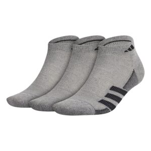 adidas men's superlite stripe ii 3-pack low cut, heather grey/black/night grey, large