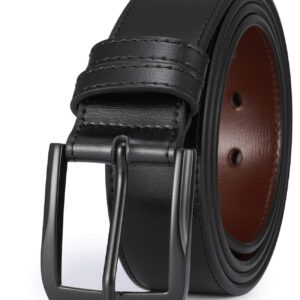 beltox fine Men’s Casual Leather Jeans Belts 1 1/2” Wide 4MM Thick Alloy Prong Buckle Work Dress Belt for Men（Black Belt with Black Buckle，50-52）