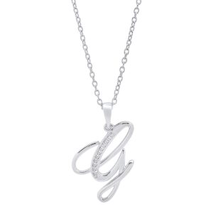 Dazzlingrock Collection 0.05 Carat (Ctw) Round Diamond Fancy Letter 'G' Initial Pendant for Mother's Day, Sterling Silver