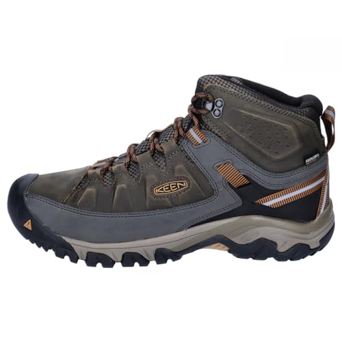 KEEN Men's Targhee 3 Mid Height Waterproof Hiking Boots, Black Olive/Golden Brown, 10.5 Wide