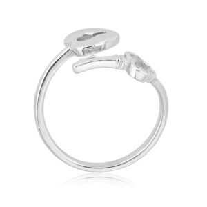 AVORA 925 Sterling Silver Adjustable Key and Heart Lock Bypass Toe Ring