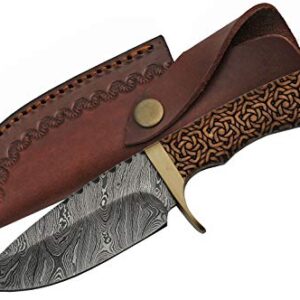 Szco Supplies Damascus Celtic Knot Hunting Knife, Brown, 9 Inches