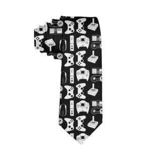 Men's Black Video Game Necktie Polyester Silk Soft Business Gentleman Tie Necktie