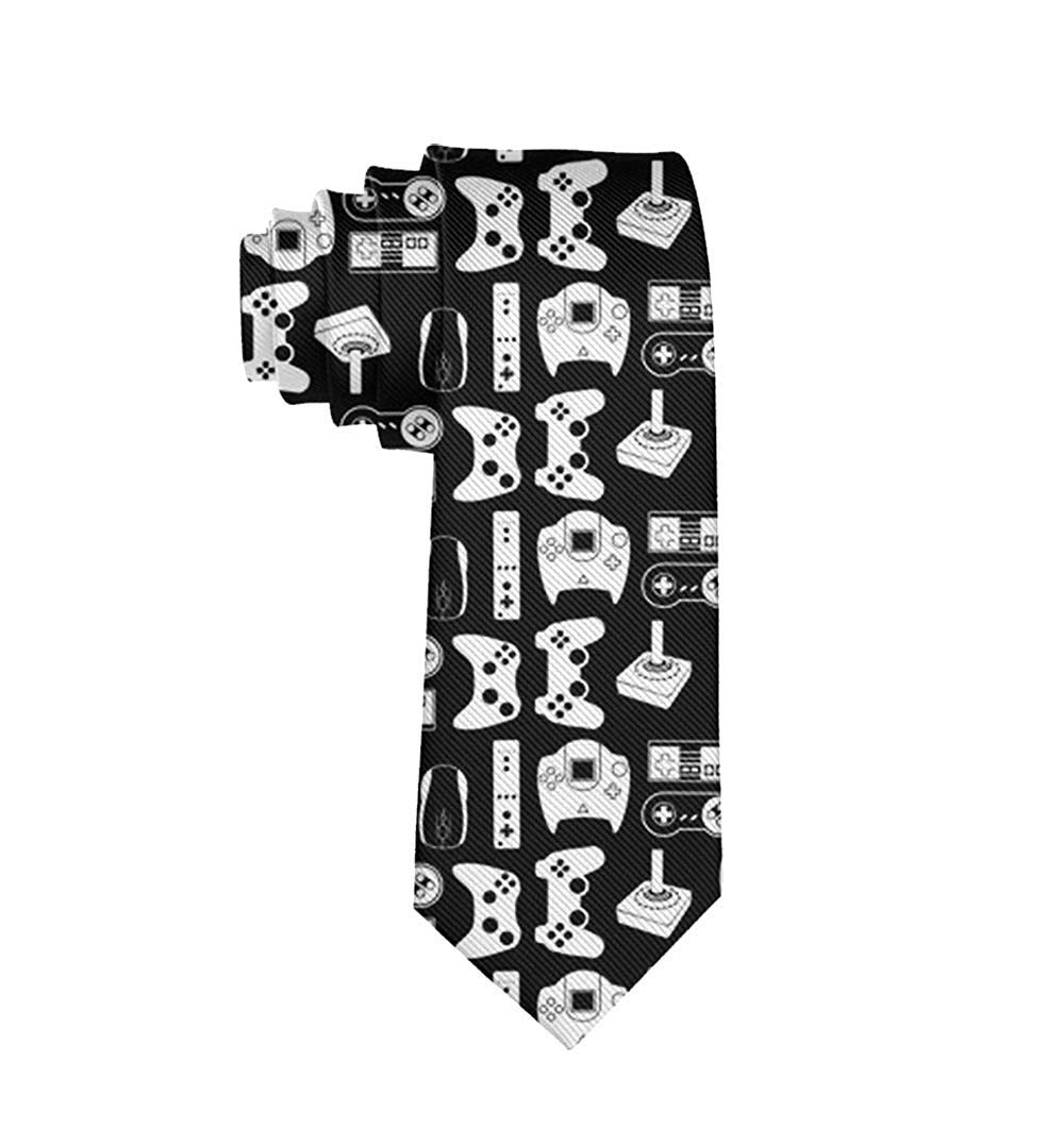 Men's Black Video Game Necktie Polyester Silk Soft Business Gentleman Tie Necktie