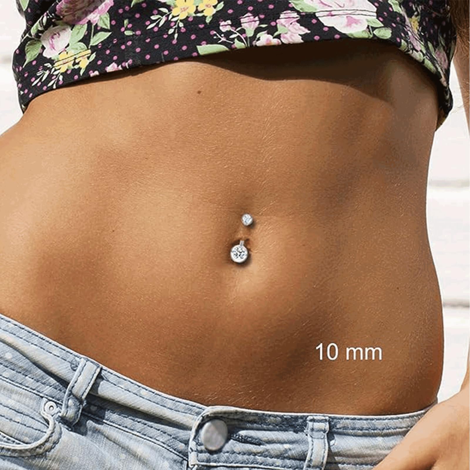 SILBERTALE Belly Button Rings 10mm Sterling Silver Belly Rings Curved Barbell Piercing Navel Rings for Women Men