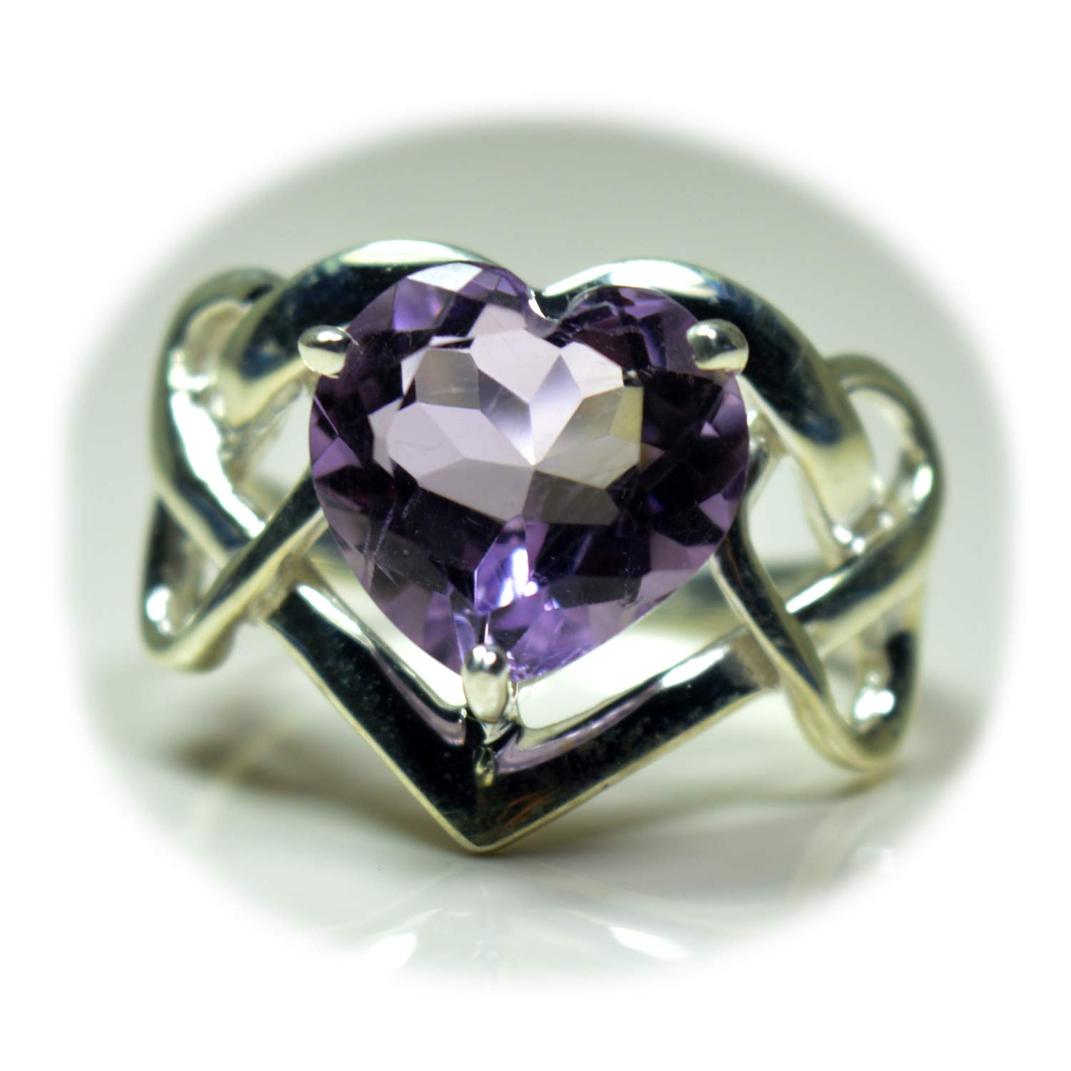 55Carat Natural Amethyst Love Rings for Women Heart Shape 925 Sterling Silver Handmade Jewelry Size 4-13