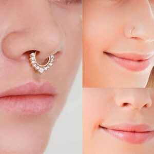 AVYRING Fake Nose Ring Hoop Faux Nose Septum Ring Non-Pierced Clip On Nostril Piercing Rings Jewelry Silver Gold