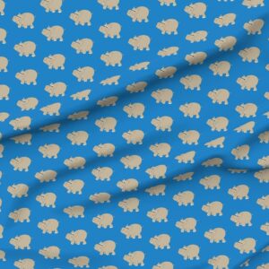 Spoonflower Fabric - Blue Hippo Hippopotamus Safari Jungle Printed on Petal Signature Cotton Fabric by The Yard - Sewing Quilting Apparel Crafts Decor