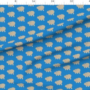 Spoonflower Fabric - Blue Hippo Hippopotamus Safari Jungle Printed on Petal Signature Cotton Fabric by The Yard - Sewing Quilting Apparel Crafts Decor