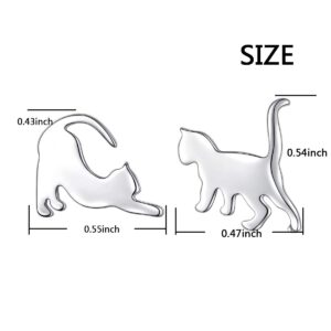 DAOCHONG 925 Sterling Silver Animal Ear Studs Cute Cat Stud Earrings for Women Cat Lover Christmas Birthday Graduation Gift(Cat)