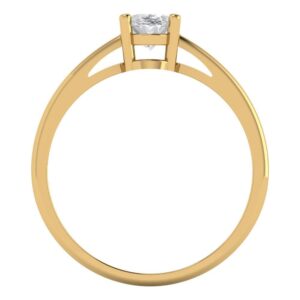 Clara Pucci 14k Yellow Gold 0.97cttw Oval Cut VVS1 Solitaire Moissanite Designer art deco Anniversary Ring Statement Bridal Wedding