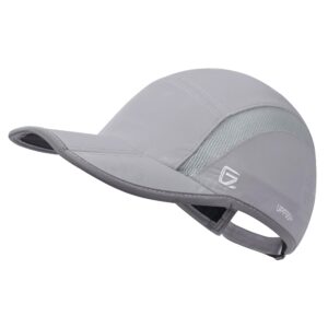 gadiemkensd baseball cap nylon running cap outdoor sports hat for men woman adjustable quick drying reflective foldable 50+ upf inhibit uv mesh race performance lightweight water repellency light grey