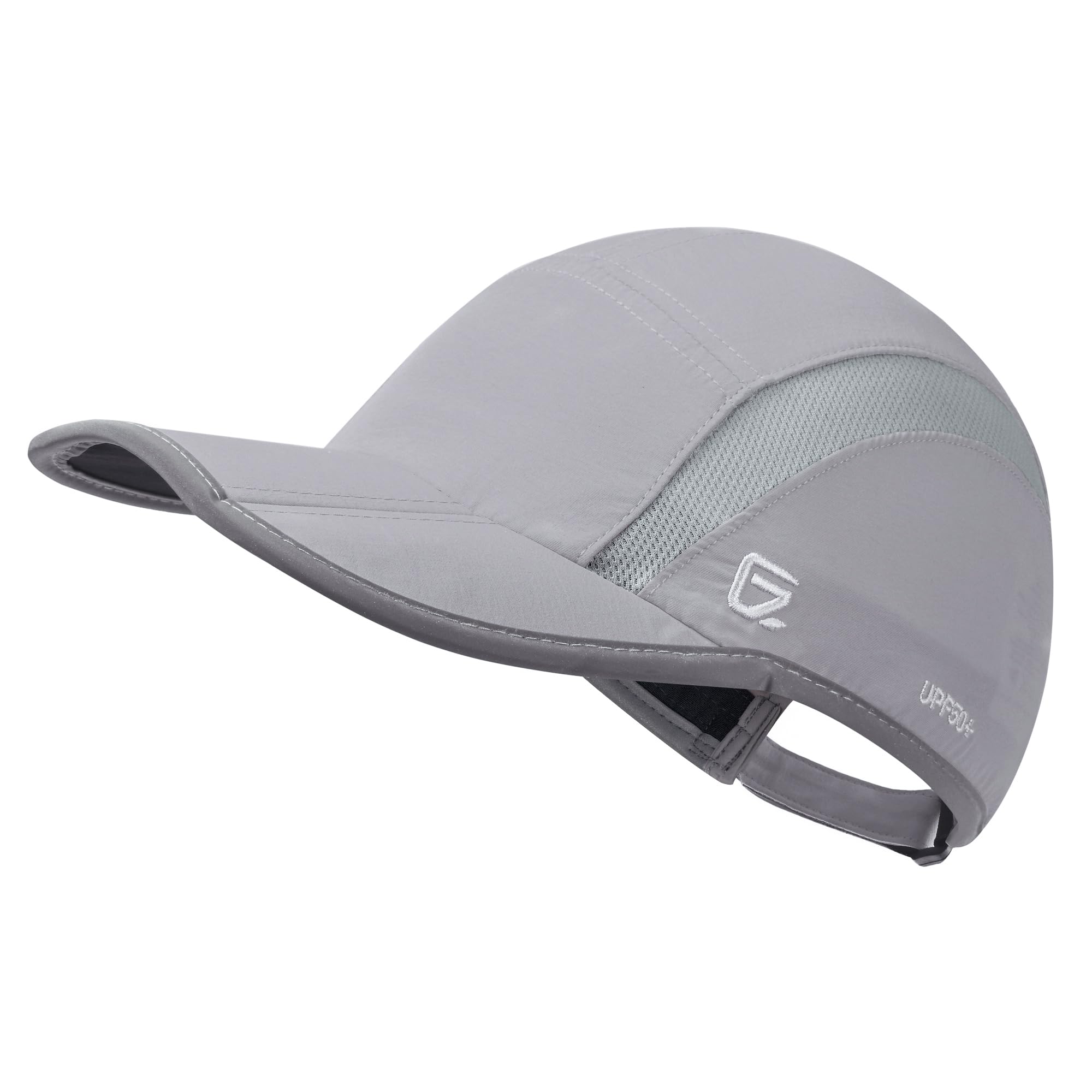 GADIEMKENSD Baseball Cap Nylon Running Cap Outdoor Sports Hat for Men Woman Adjustable Quick Drying Reflective Foldable 50+ UPF Inhibit UV Mesh Race Performance Lightweight Water Repellency Light Grey