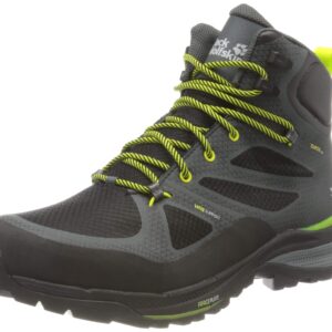 Jack Wolfskin Men's Force Striker Texapore Mid Hiking Shoe Boot, Dark Grey/Lime, 10