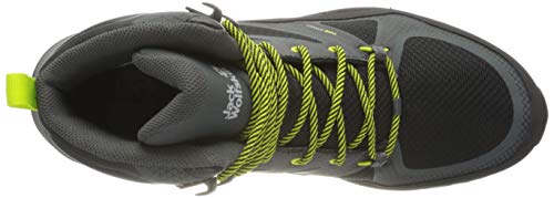 Jack Wolfskin Men's Force Striker Texapore Mid Hiking Shoe Boot, Dark Grey/Lime, 10