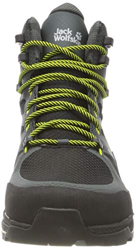 Jack Wolfskin Men's Force Striker Texapore Mid Hiking Shoe Boot, Dark Grey/Lime, 10