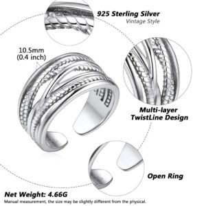 Silvora S925 Layered Open Ring, Sterling Silver Ring for Women Statement Engagement Enhancers Ring Engraving Customized Personalized (Send Gift Box)