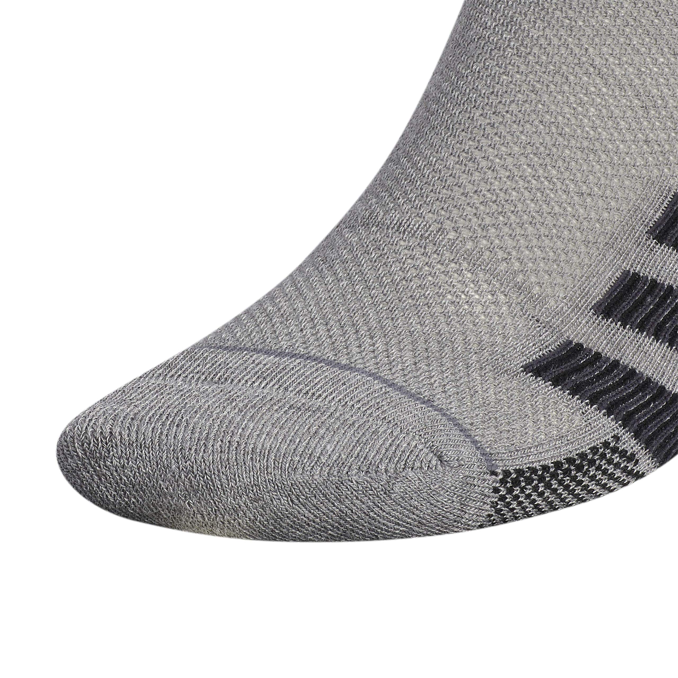 adidas Men's Superlite Stripe II 3-Pack No Show, Heather Grey/Black/Night Grey, Large